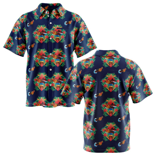 Hawaiian Dragon Boat Short Sleeve Shirt - Navy