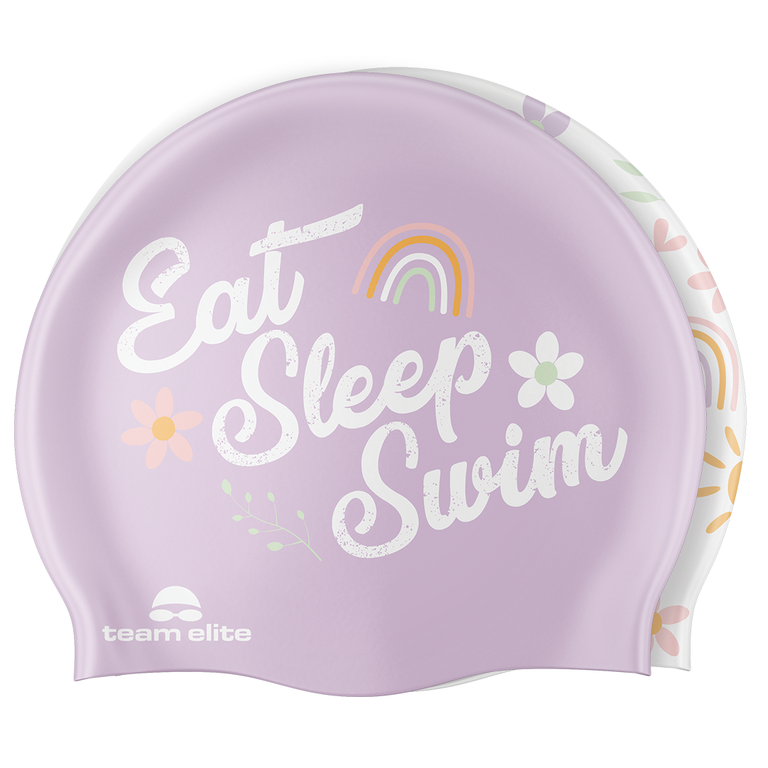Eat Sleep Swim Flower Swim Cap