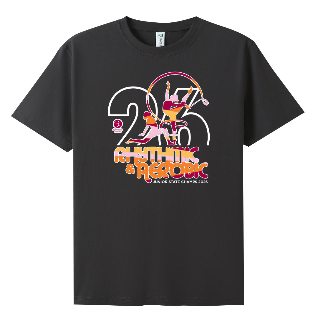 2026 GQ Rhythmic & Aerobic State Names T-Shirt - Charcoal