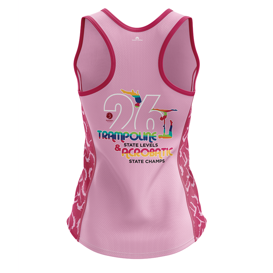 2026 GQ Trampoline & Acrobatic State Singlet - Pink
