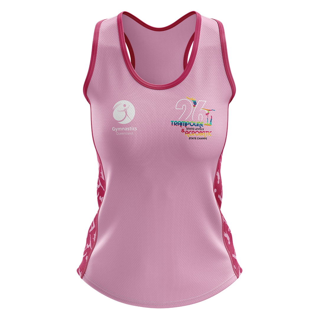2026 GQ Trampoline & Acrobatic State Singlet - Pink