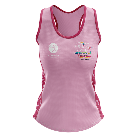 2026 GQ Trampoline & Acrobatic State Singlet - Pink
