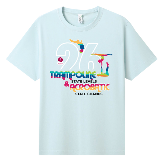 2026 GQ Trampoline & Acrobatic State Names T-Shirt - Blue