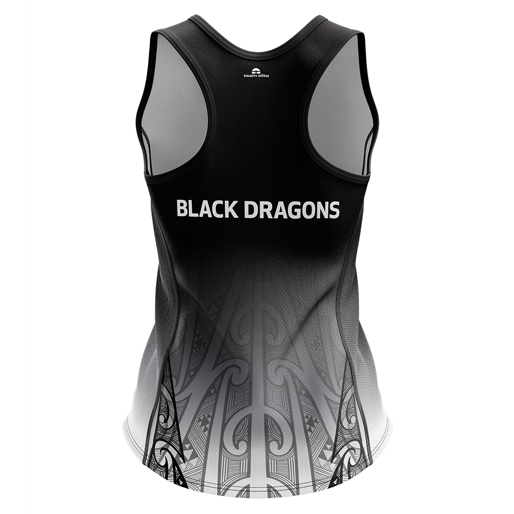 *NZDBA Black Dragons Racerback Singlet - Ladies