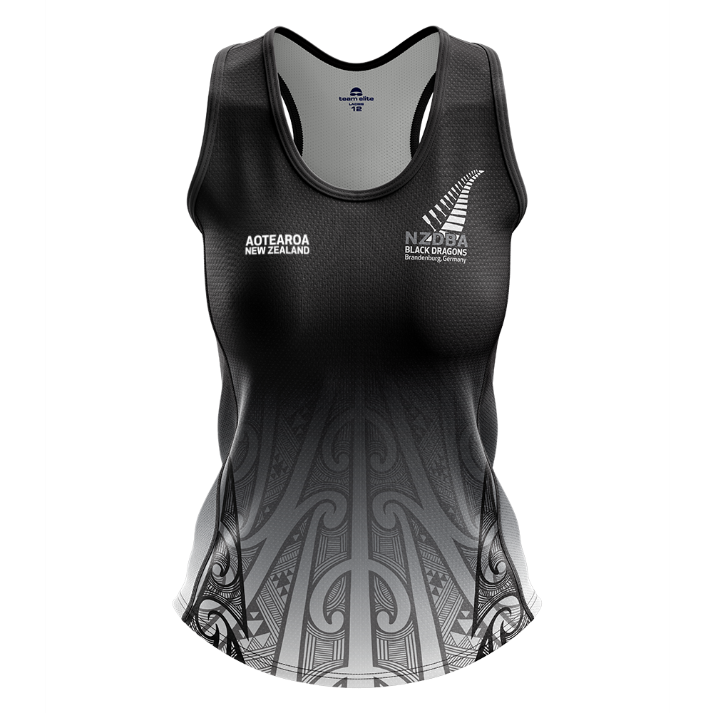 *NZDBA Black Dragons Racerback Singlet - Ladies