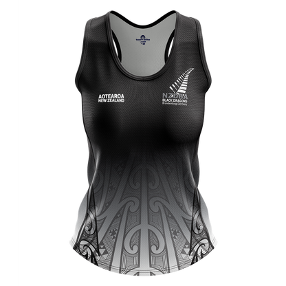 *NZDBA Black Dragons Racerback Singlet - Ladies