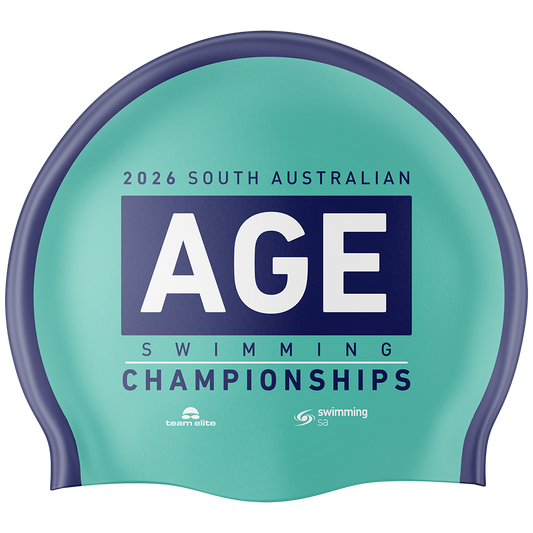 2026 SA AGE Championship Swim Cap - Teal/Blue