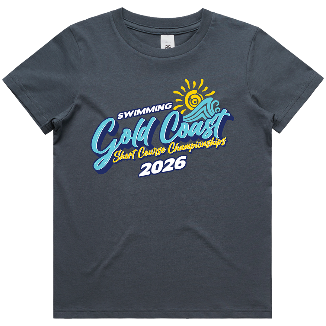 2026 Swimming Gold Coast Short Course Names T-Shirt - Blue