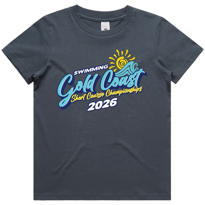 2026 Swimming Gold Coast Short Course Names T-Shirt - Blue
