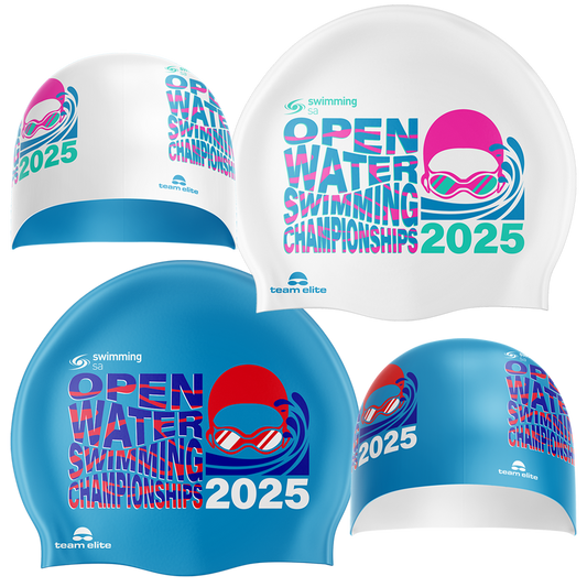 2025 SSA OW Reversible Swim Cap - White/Aqua