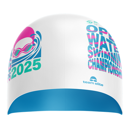 2025 SSA OW Reversible Swim Cap - White/Aqua