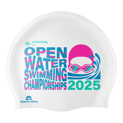 2025 SSA OW Reversible Swim Cap - White/Aqua