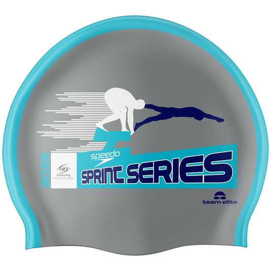 SNSW Speedo Sprint Series Swim Cap - Silver