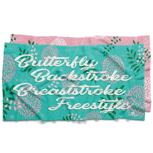 Swim Strokes Reversible Towel - Teal/Pink