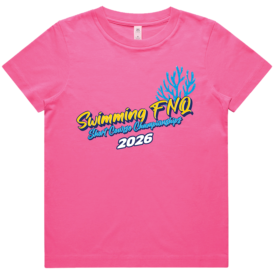 2026 Swimming FNQ Short Course Names T-Shirt - Pink