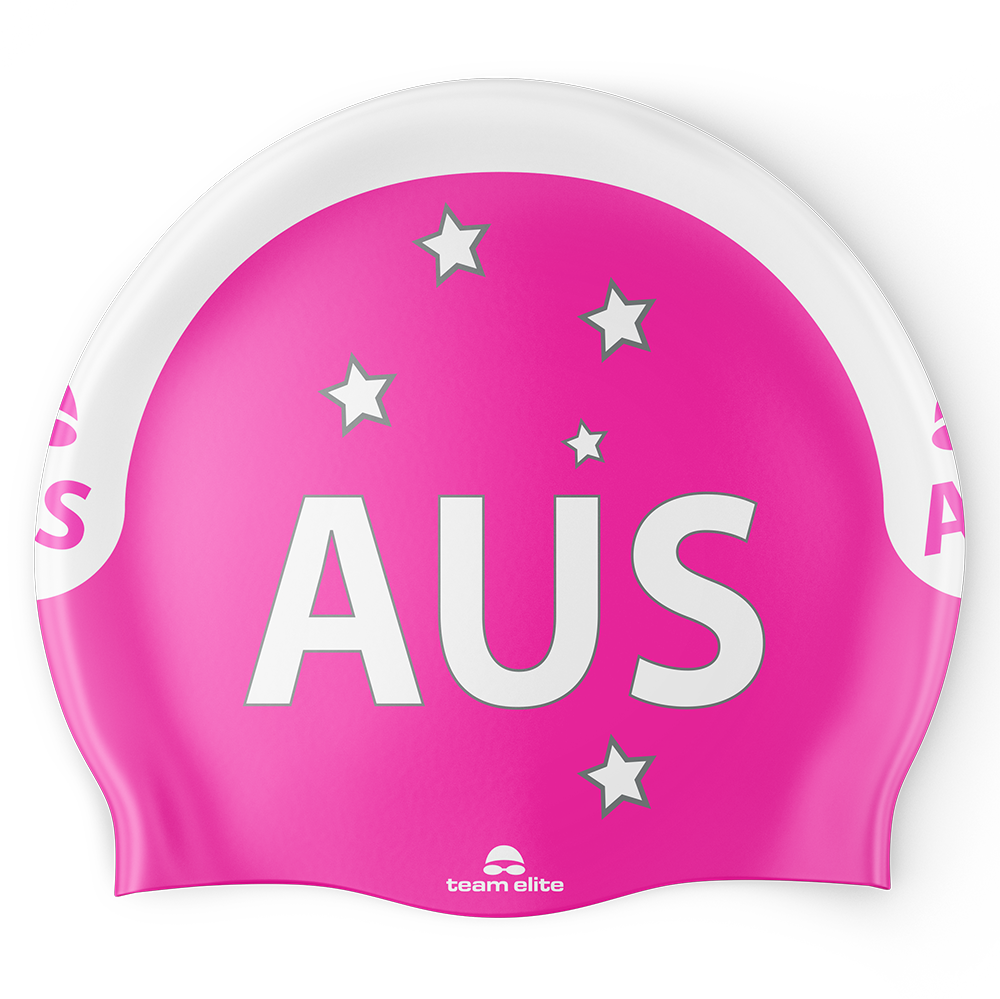 AUS Swim Cap - Pink/Silver