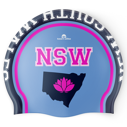 NSW Swim Cap - Blue/Pink